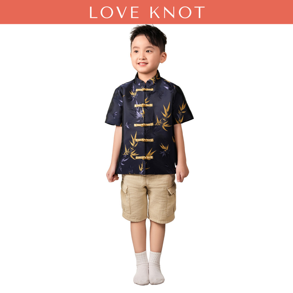 Little Jun Imperial Horse Jacquard Boy Samfu Top (Red)