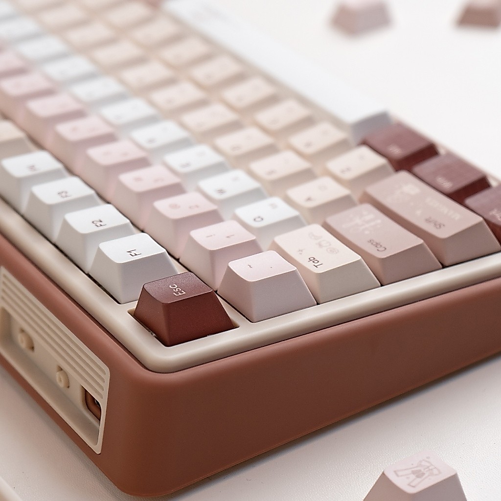 Beefun Caramel Island Keycaps รากเกาหลีสีน้ําตาลสีชมพู PBT cherry ...