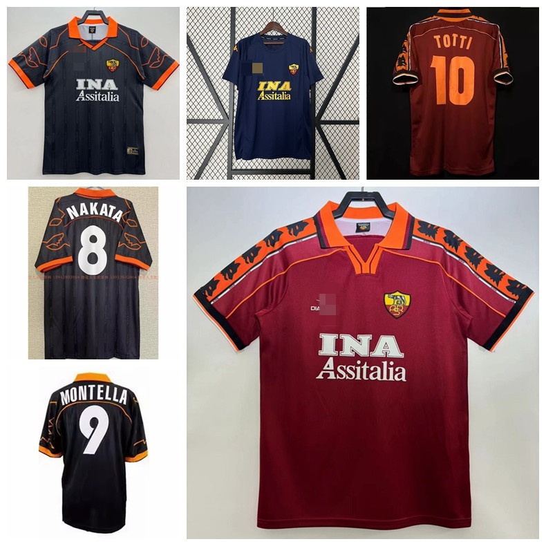 1998-99 99-00 ซีซั่น AS Roma Retro Home Away Jersey Football Totti ...