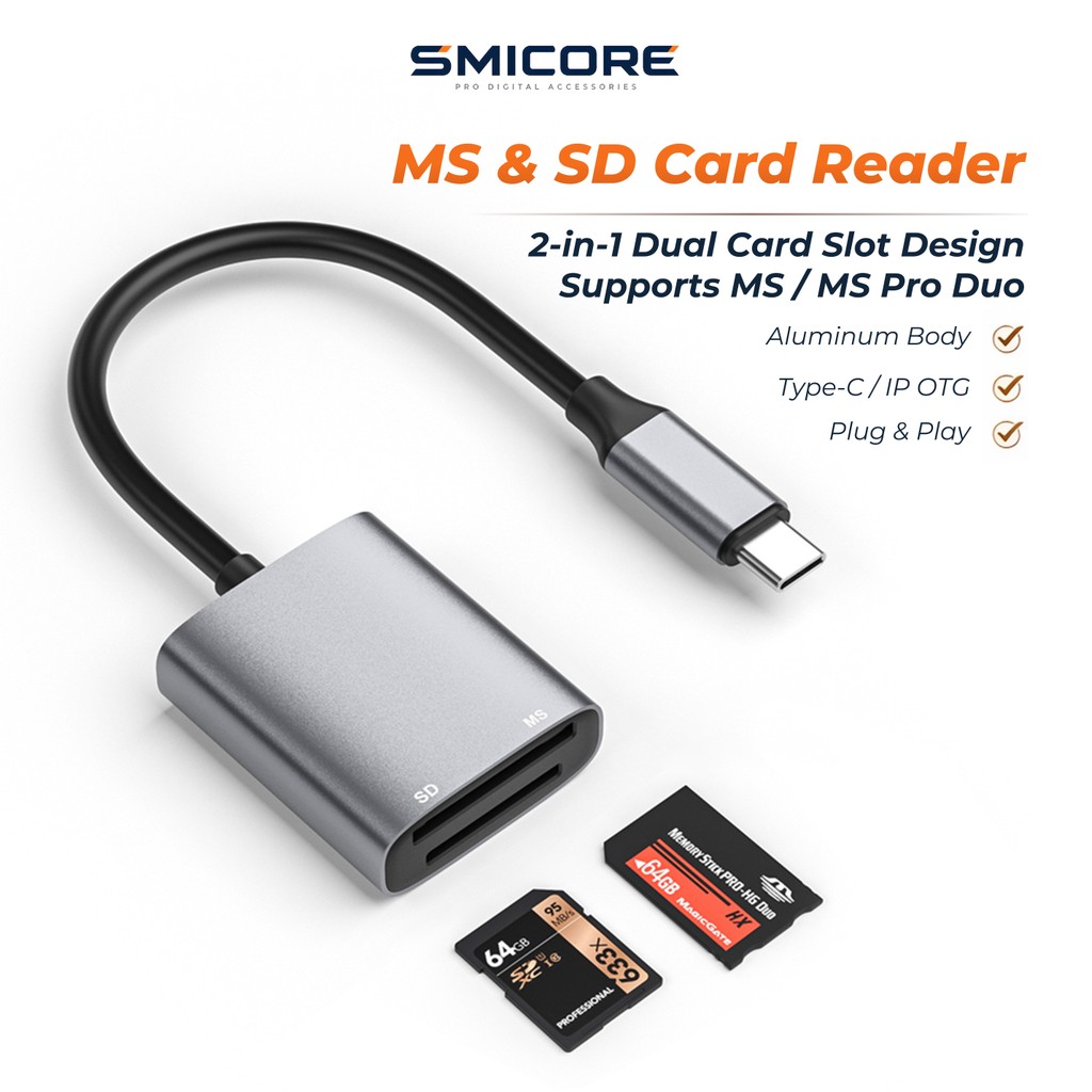 2 in 1 Card Reader SD + MS Type C สำหรับ Sony Memory Stick PRO Duo ...