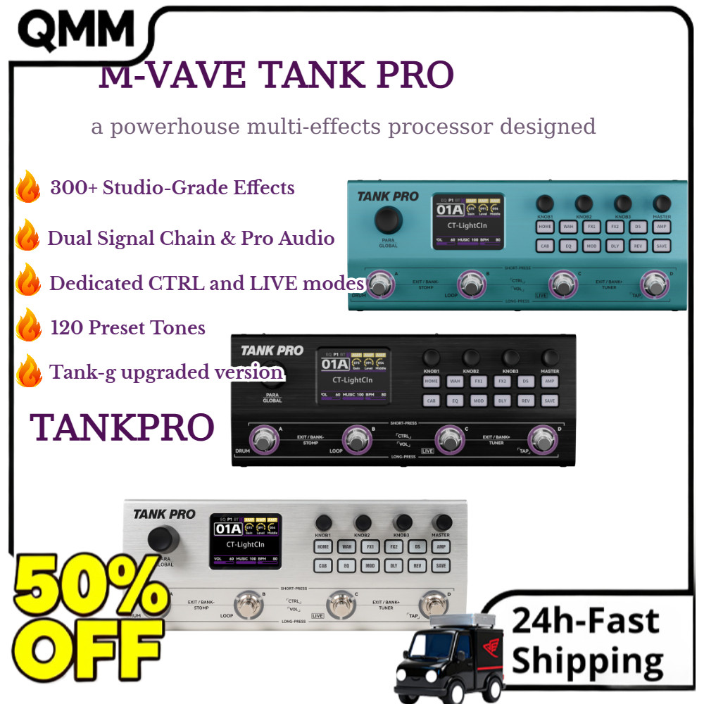 M-VAVE TANK PRO สําหรับกีตาร์และเบส 120 Presets 90 + Amplifier ตู้