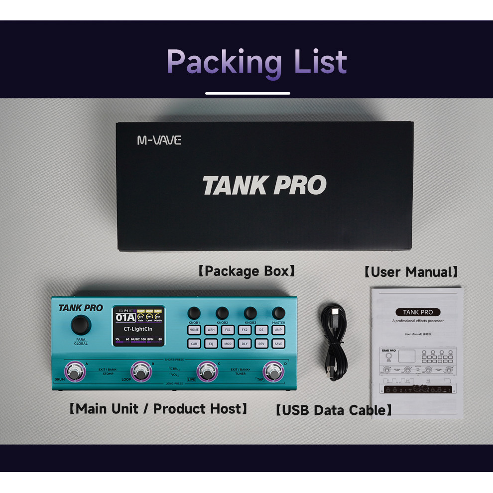 M-VAVE TANK PRO สําหรับกีตาร์และเบส 120 Presets 90 + Amplifier ตู้
