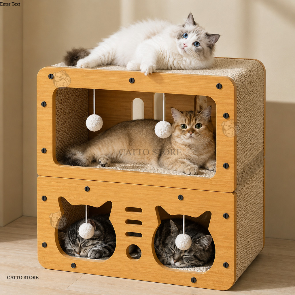 Multi-purpose cat house and scratcher bed