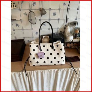 Túi tote vải linen họa tiết chấm, dung tích lớn, dành cho phụ nữ kiểu mới 2026, túi đeo vai dành riêng cho những người thấu cảm