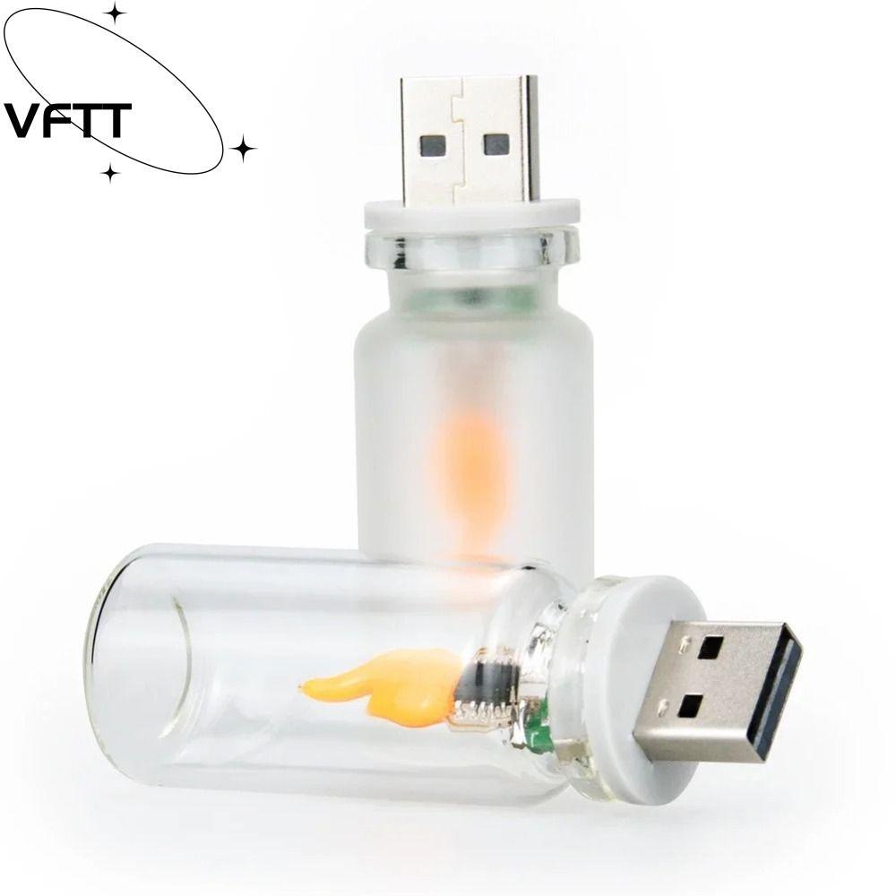 VFTT ไฟบรรยากาศรถยนต์, ไฟ LED USB กระจก ABS, แบบพกพา 5V USB ประเภทเปลว ...