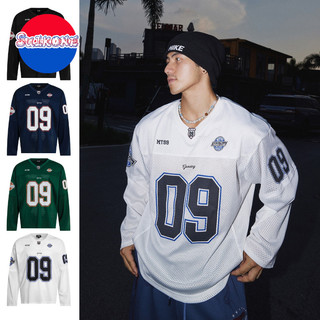 Suikone áo thun nam tay dài thương hiệu thời trang Mỹ lưới thoáng khí áo jersey kiểu unisex