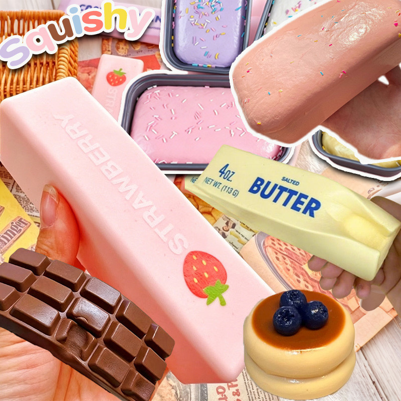 สกุชชี่ ของเล่นบีบอัด Squishy ขนมปังบีบ ของเล่นคลายเครียด สโลว์ไรซิ่ง นุ่มเด้ง ไม่ติดมือ ของเล่นบีบ