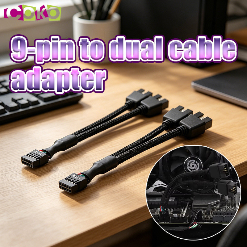 usb 9 pin splitter อะแดปเตอร์สายเคเบิลต่อขยายเมนบอร์ด usb 2.0 ขนาด15CM ...