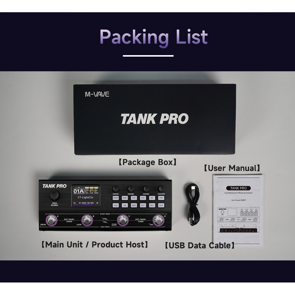 M-VAVE TANK PRO สําหรับกีตาร์และเบส 120 Presets 90 + Amplifier ตู้
