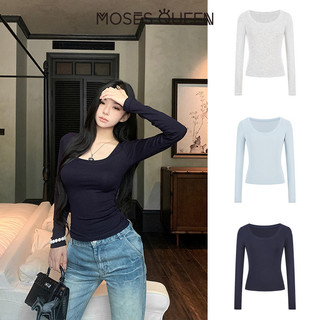 MOSESQUEEN Áo chống nắng cho phụ nữ, tay dài, lớp trong thoải mái mùa hè, chống nắng, siêu nhẹ, thoáng khí tốt, thời trang áo trên #63079
