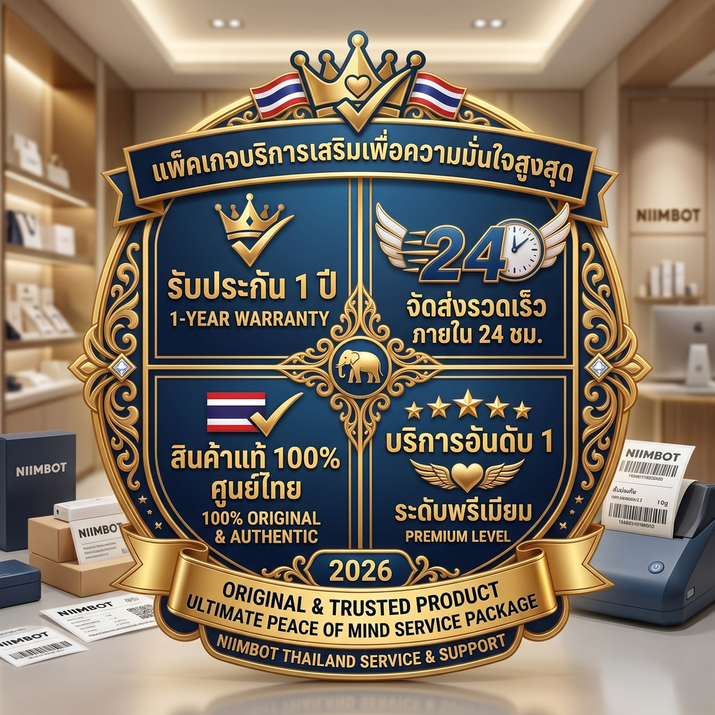 บริการเสริม NIIMBOT ไทย – ประกัน 1 ปี + ส่งไว 24 ชม. + ของแท้ [สั่งพร้อมเครื่องเท่านั้น/ห้ามสั่งแยก]
