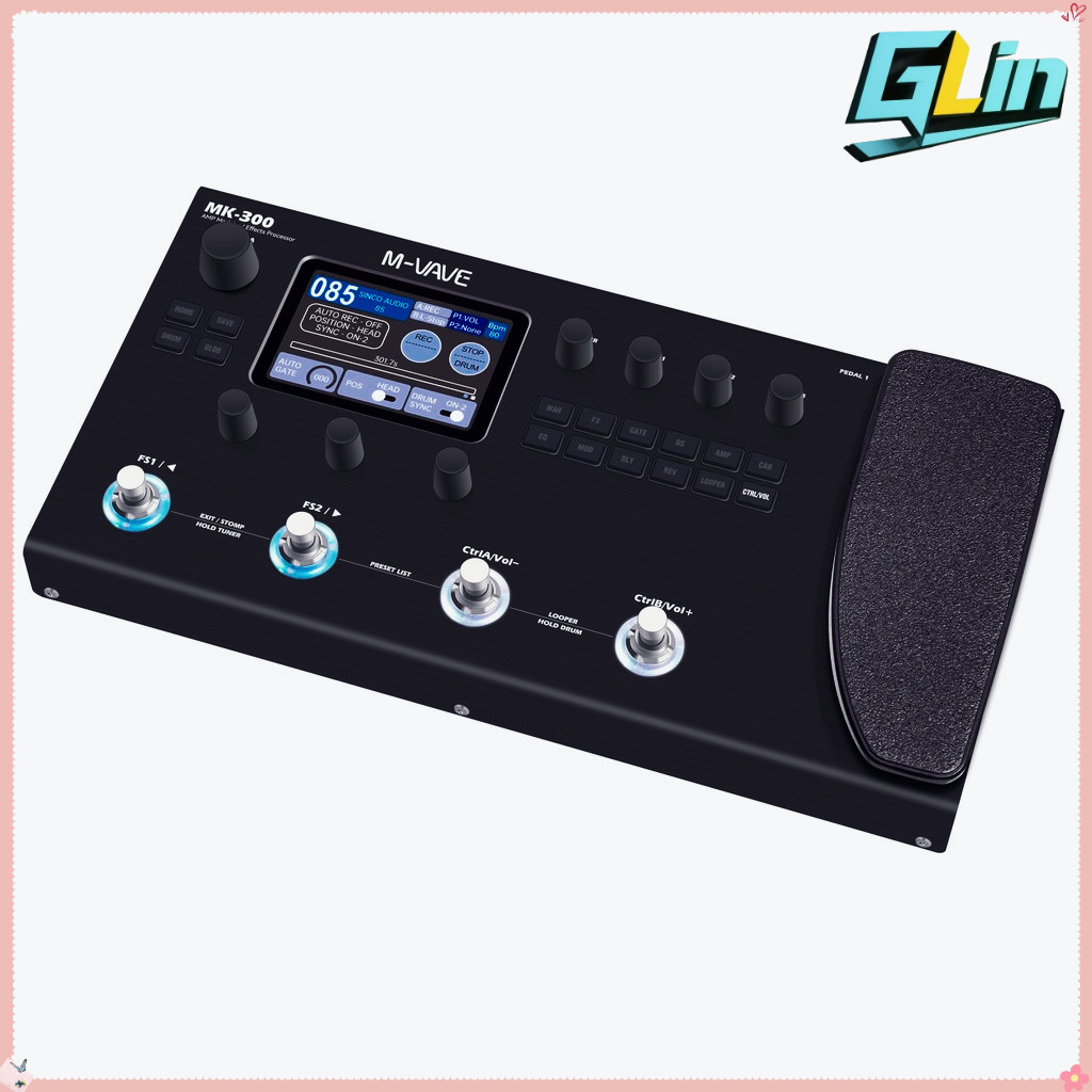 M-Vave MK-300 Multieffectprocessor voor gitaar en bas, 11 modules, meer dan 320 effecten, 120 versterkers, IR-loader, loopper, drumcomputer, BT- en USB-geluidskaart