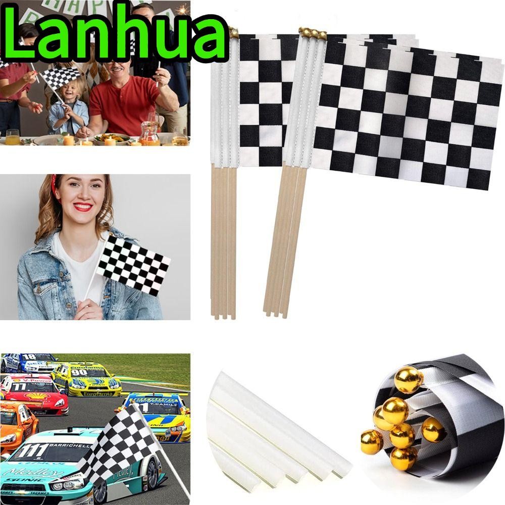 LANHUA 5pcs Hand Held Race Car Flags, Mini 5x8 นิ้ว Racing Stick Flag ...