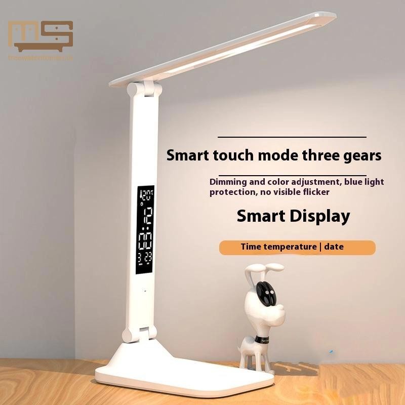 Tt โคมไฟตั้งโต๊ะพับ USB อ่าน Touch Dimmable Eye Protection พร้อมนาฬิกา ...