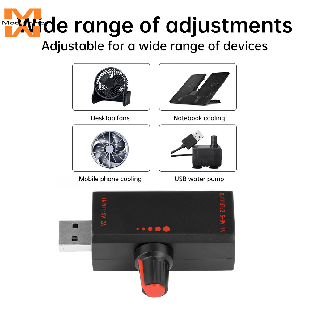 5W DC5V 2A พัดลม Stepless Speed Controller พร้อมสวิตช์ USB ป้องกัน Type ...