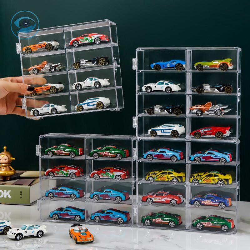 [Smw] 1:64 Scale Car Model Storage Box 8 Slot Clear Display Shelf Toy ...