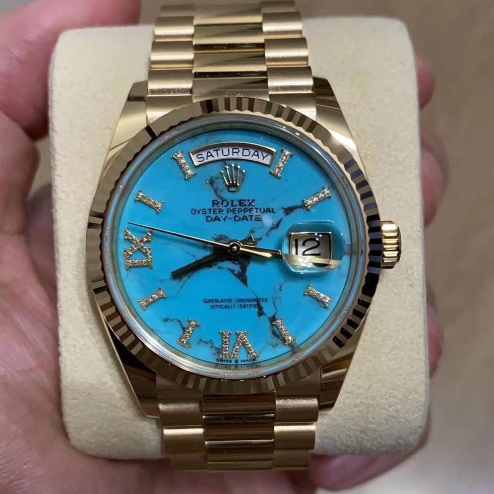 ปฏิทิน Rolex Rolex Sunday 128238 จาน Turquoise Surface DD จานโรมัน 36mm ...