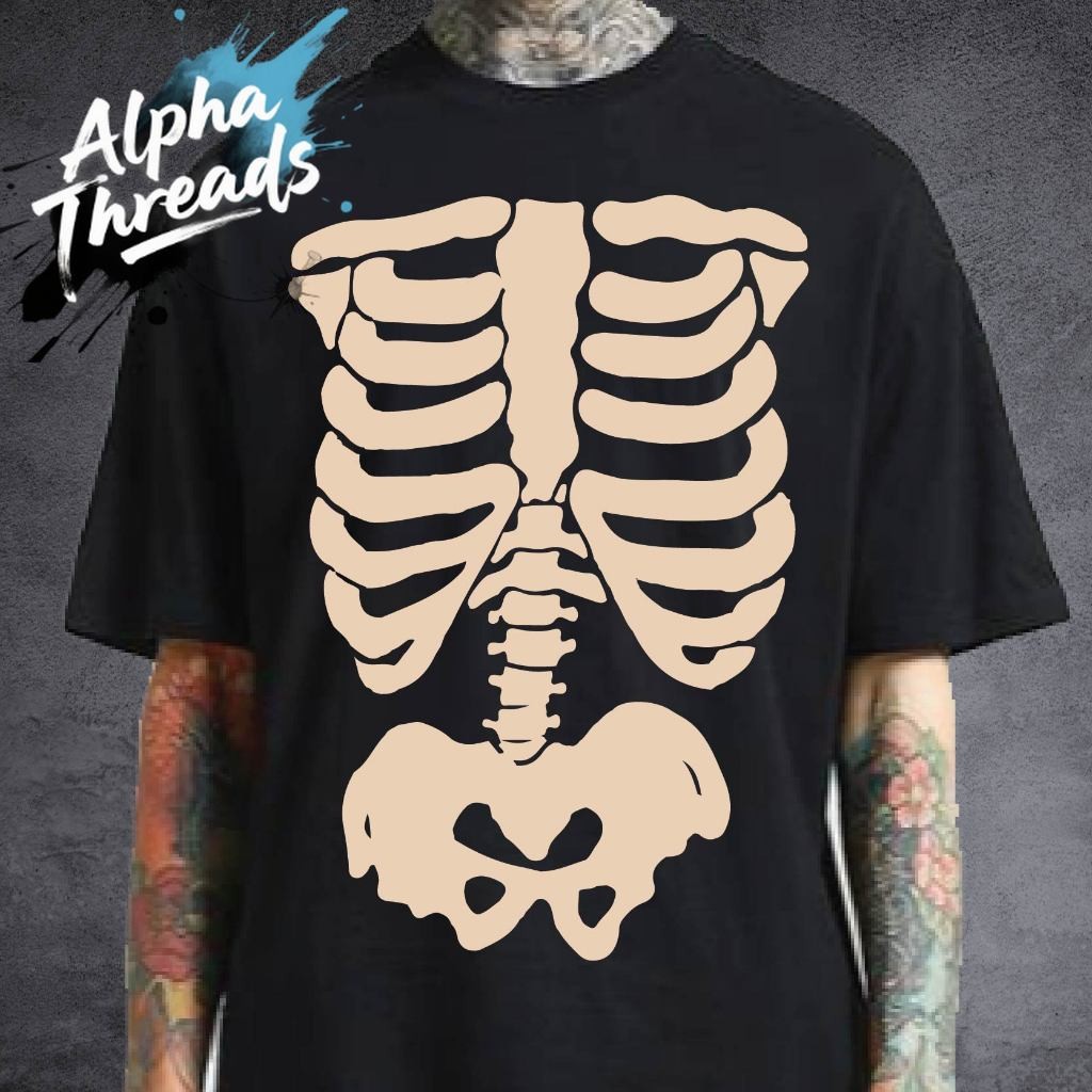 (จัดส่งตลอด 24 ชั่วโมง)Alpha Threads เสื้อ HALLOWEEN ฮาโลวีน ลาย โครง ...