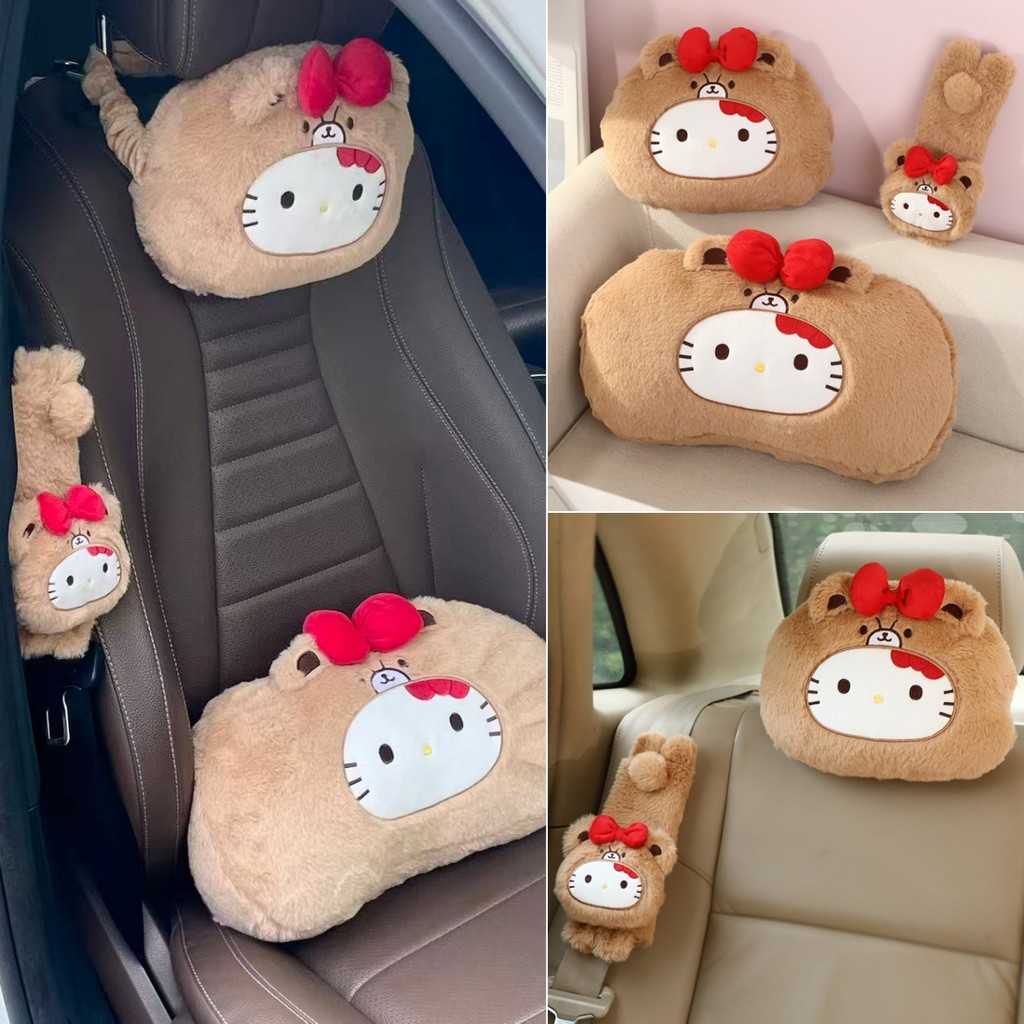 Kawaii Hello Kitty Car Headrest เข็มขัดนิรภัยการ์ตูนอะนิเมะตุ๊กตารถ ...