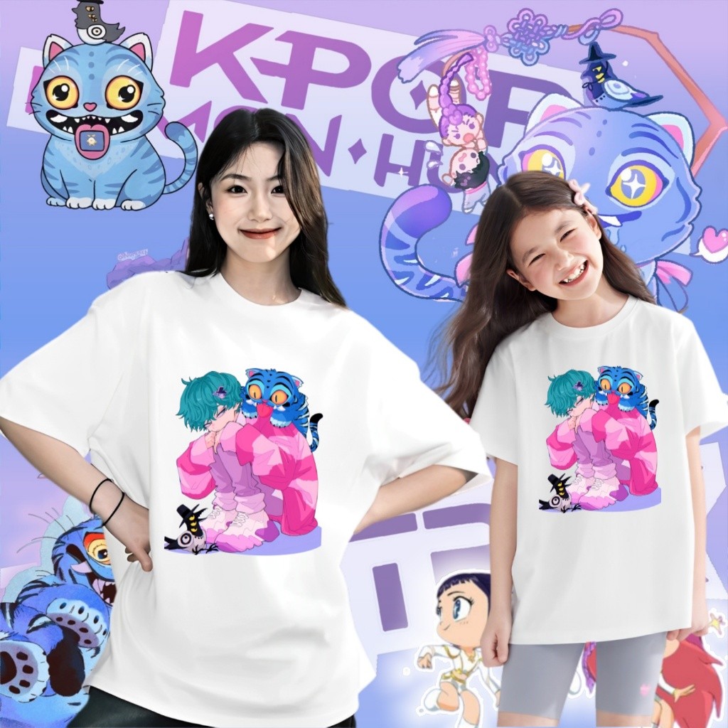 T-shirt Kpop Demon Hunters Huntrix Zoey Chibi - Merchandising Officiel - 100% Coton, Coupe Classique - 10