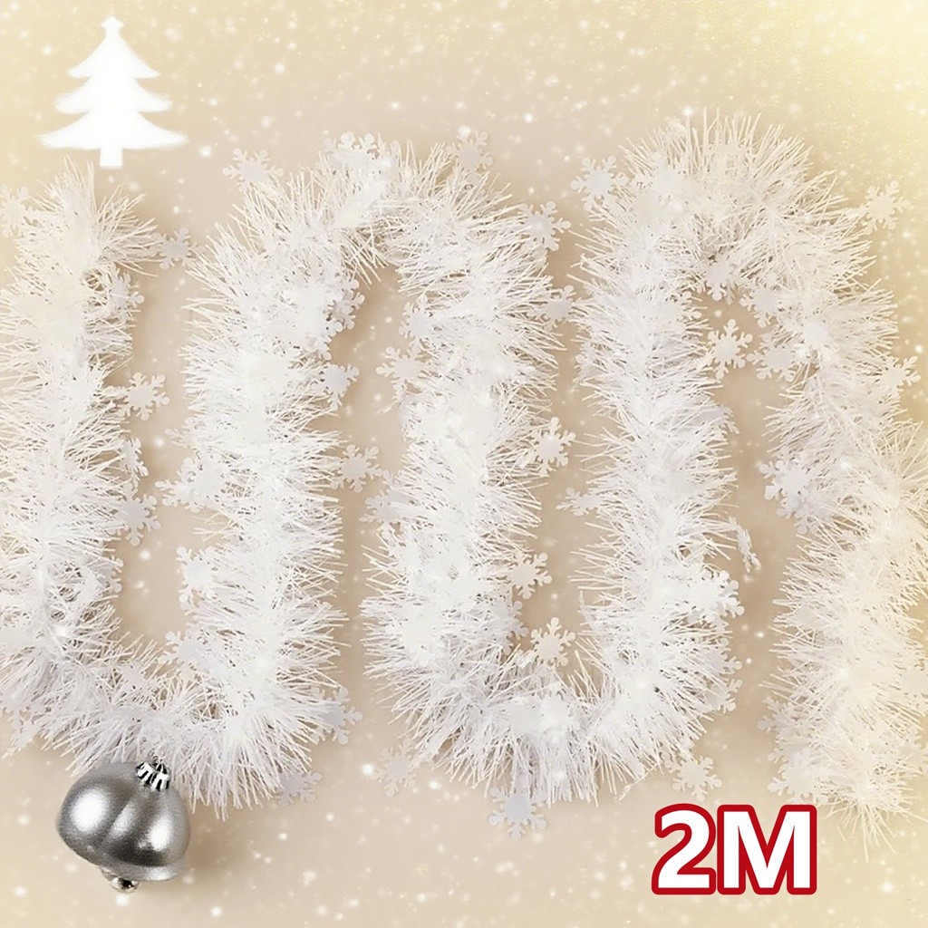 คริสต์มาส Tinsel ริบบิ้น Garlands ต้นคริสต์มาสแขวนตกแต่งสีขาวบ้านวันเกิดปีใหม่