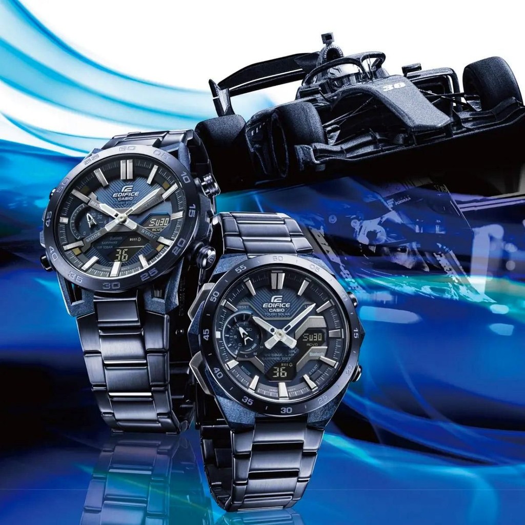 Edifice ECB-2200CB-2A Racing Series นาฬิกาเหล็กสีฟ้า แฟชั่นสายเหล็ก ...