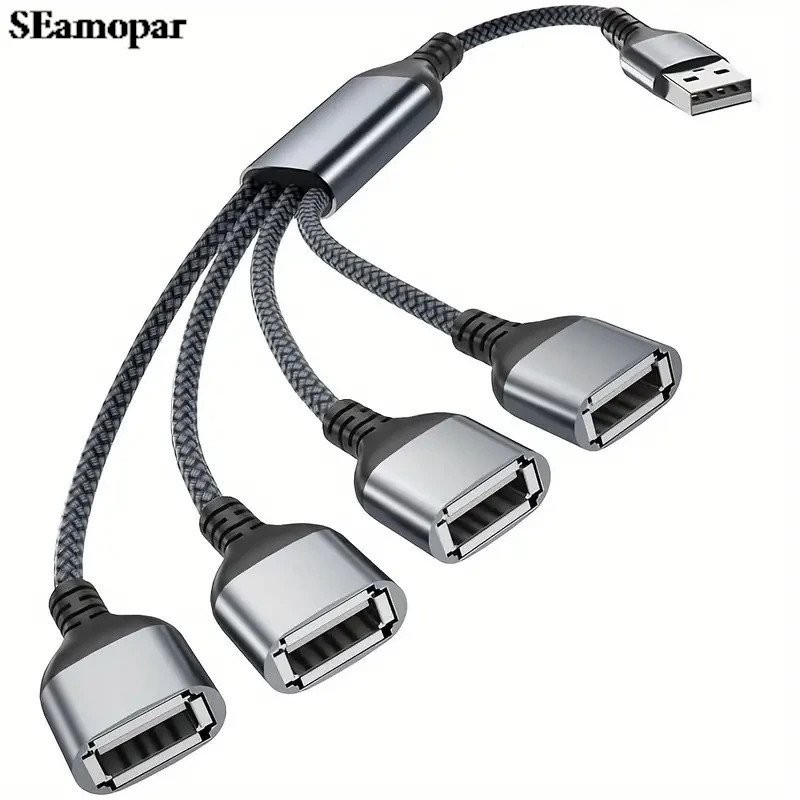 4 in 1 USB Splitter Cable, USB Power Splitter 1 ชาย 4 หญิง, USB Hub 2.0 ...