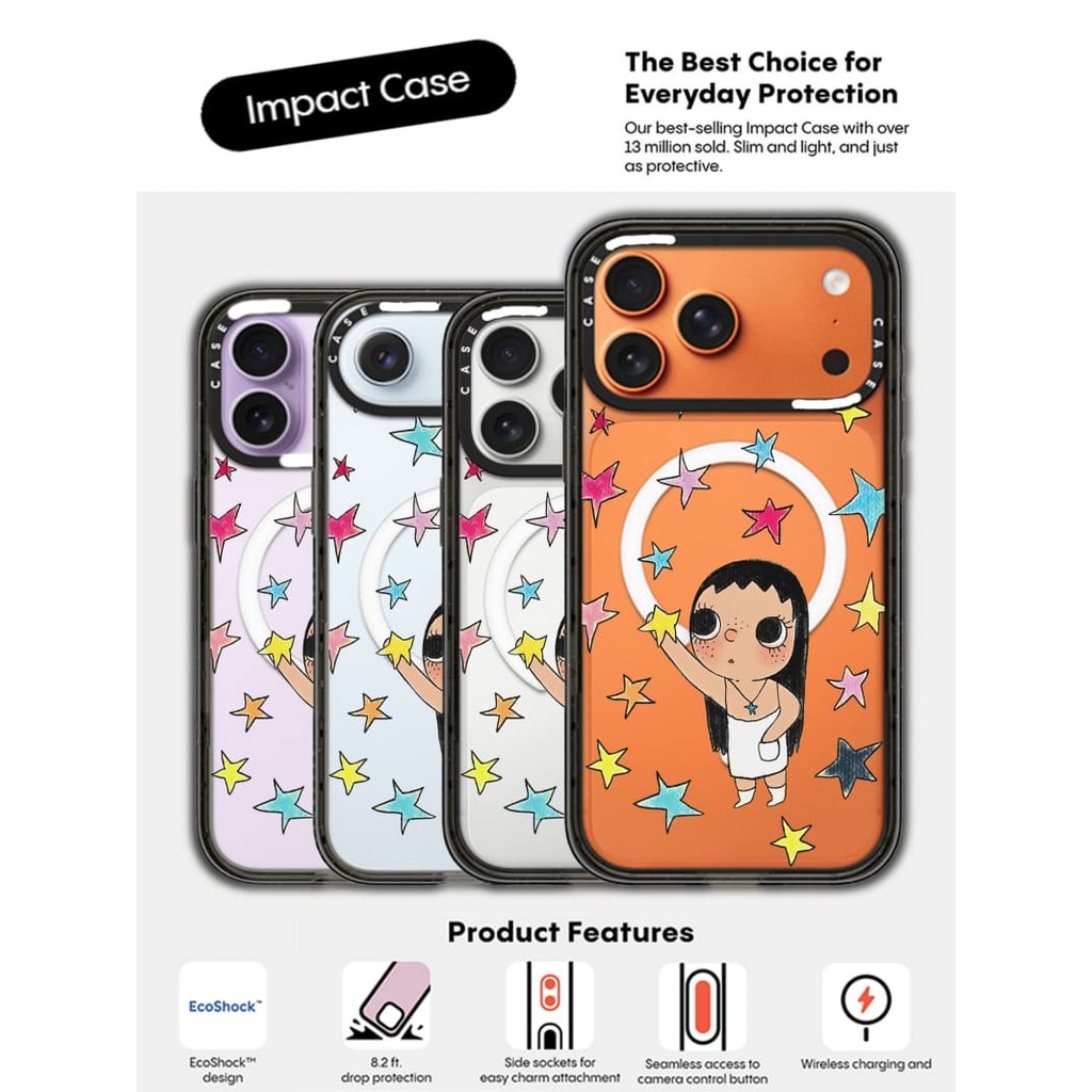 CASECASE X Start Girl Case Black Edge Clear Hard Magnetic Vacuum Impact ...