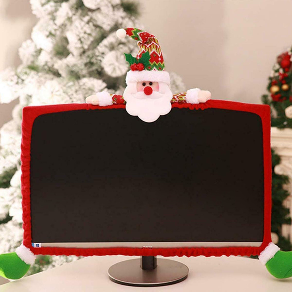 Aquafireo Christmas Monitor Cover Set สไตล์Santa, Snowman, Elk ยืดหยุ่น ...