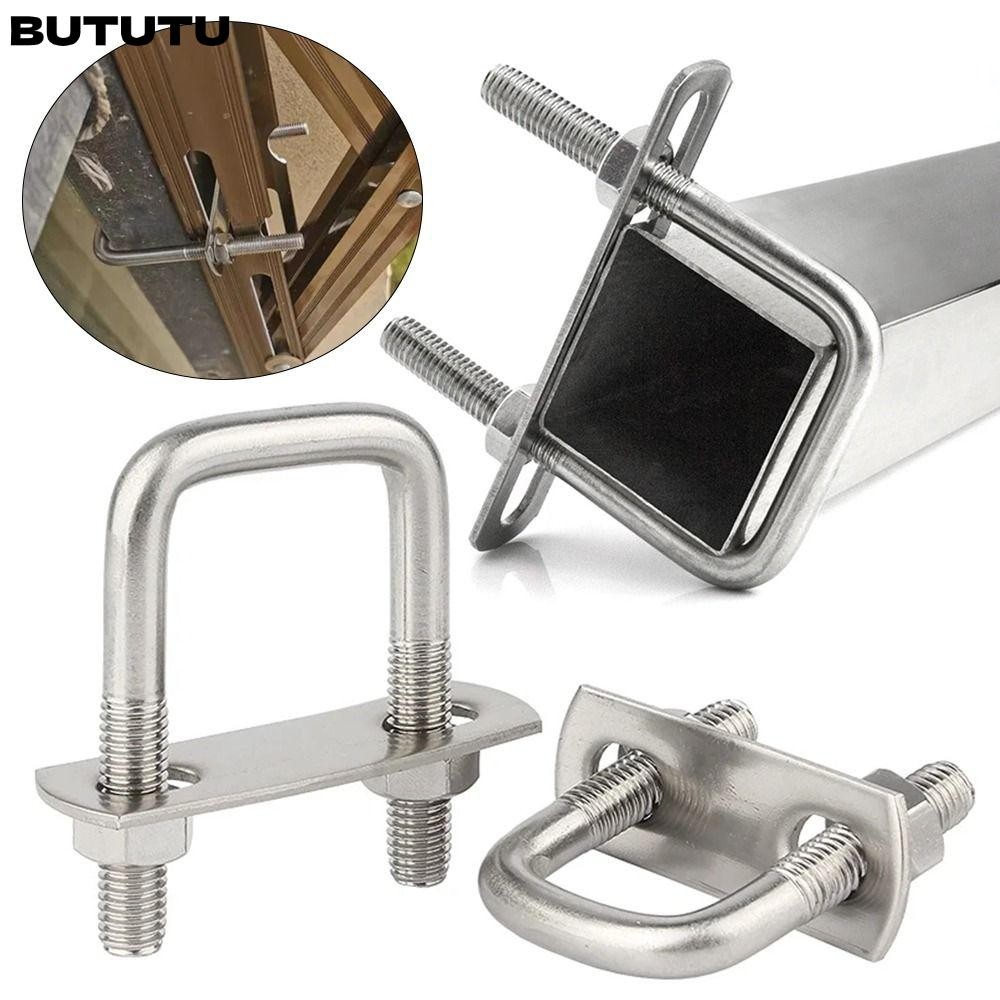 BUTU 2 ชุดแคลมป์สี่เหลี่ยม, U-bolt มุมขวาพร้อม Baffle Pipe U-Clamp, สก ...