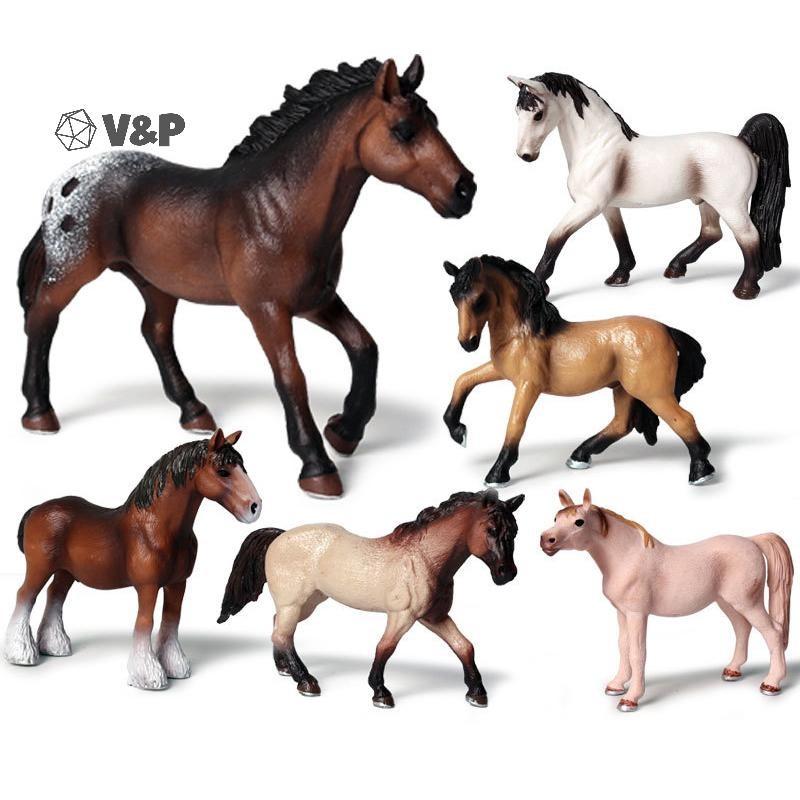 V&P จําลองสัตว์ Horse racing Models ตัวเลขการกระทําของเล่น Solid ...