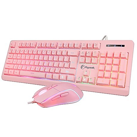 ชุดเล่นเกม Razeak RKM-705 Gaming Keyboard and Mouse Combo (สีชมพู)RKM 705 & 2 in 1