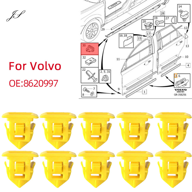 50 ชิ้นรถพลาสติก Rivets ด้านข้างกระโปรง Sill คลิป Moulding ฝาครอบคลิป ...