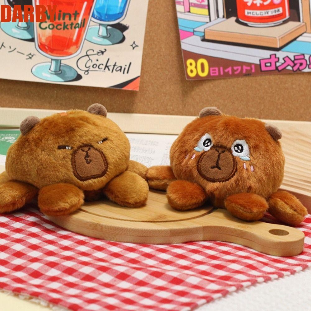 DARBY Capybara ตุ๊กตาพวงกุญแจ,สองด้านพลิกตุ๊กตา Capybara พวงกุญแจ, PP ...