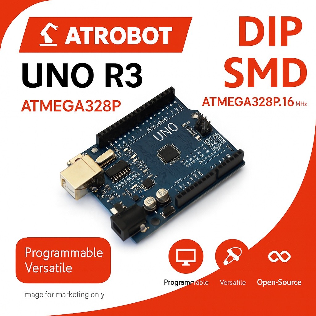 Arduino UNO R3 SMD บอร์ดไมโครคอนโทรลเลอร์ ATMEGA328P 14 Digital, 6 ...
