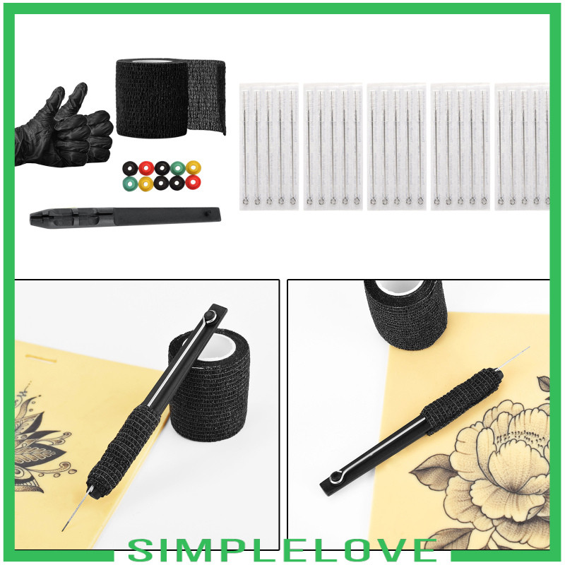 ชุดทำหัวคิ้ว Hand Poke Kit พร้อมเข็มและเทปพันแผลสำหรับการใช้งาน (สีดำ ...