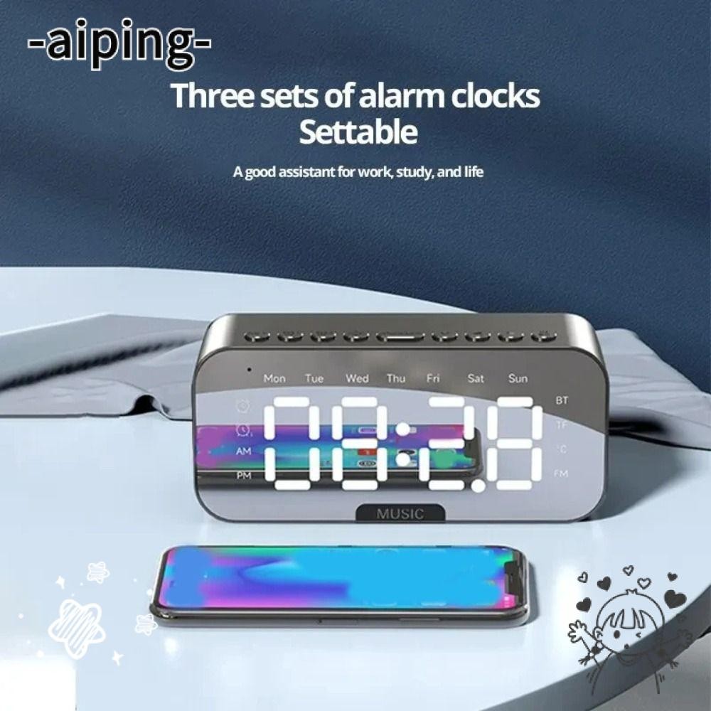 นาฬิกาปลุกดิจิตอล AIPING พร้อมจอ LED, อุปกรณ์แสดงอุณหภูมิและวิทยุ FM ...