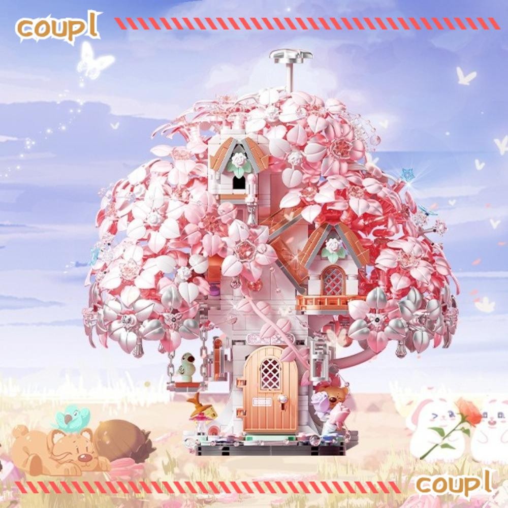 COUPL อิฐโมเดลพืช, DIY Fantasy Cherry Blossom Season Micro Building ...