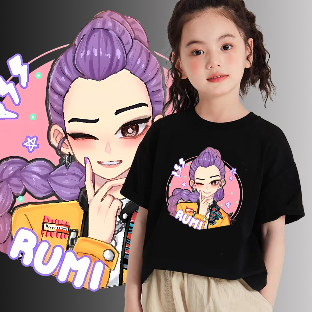 Rumi Kpop Demon Hunter เสื้อยืดพิมพ์ลาย 2D แบบสบายๆ เหมาะสำหรับเด็กและ ...