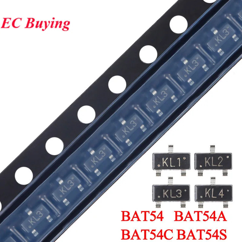 100 ชิ้น/ล็อต BAT54 KL1 BAT54A KL2 BAT54C KL3 BAT54S KL4 SOT-23 0V ...