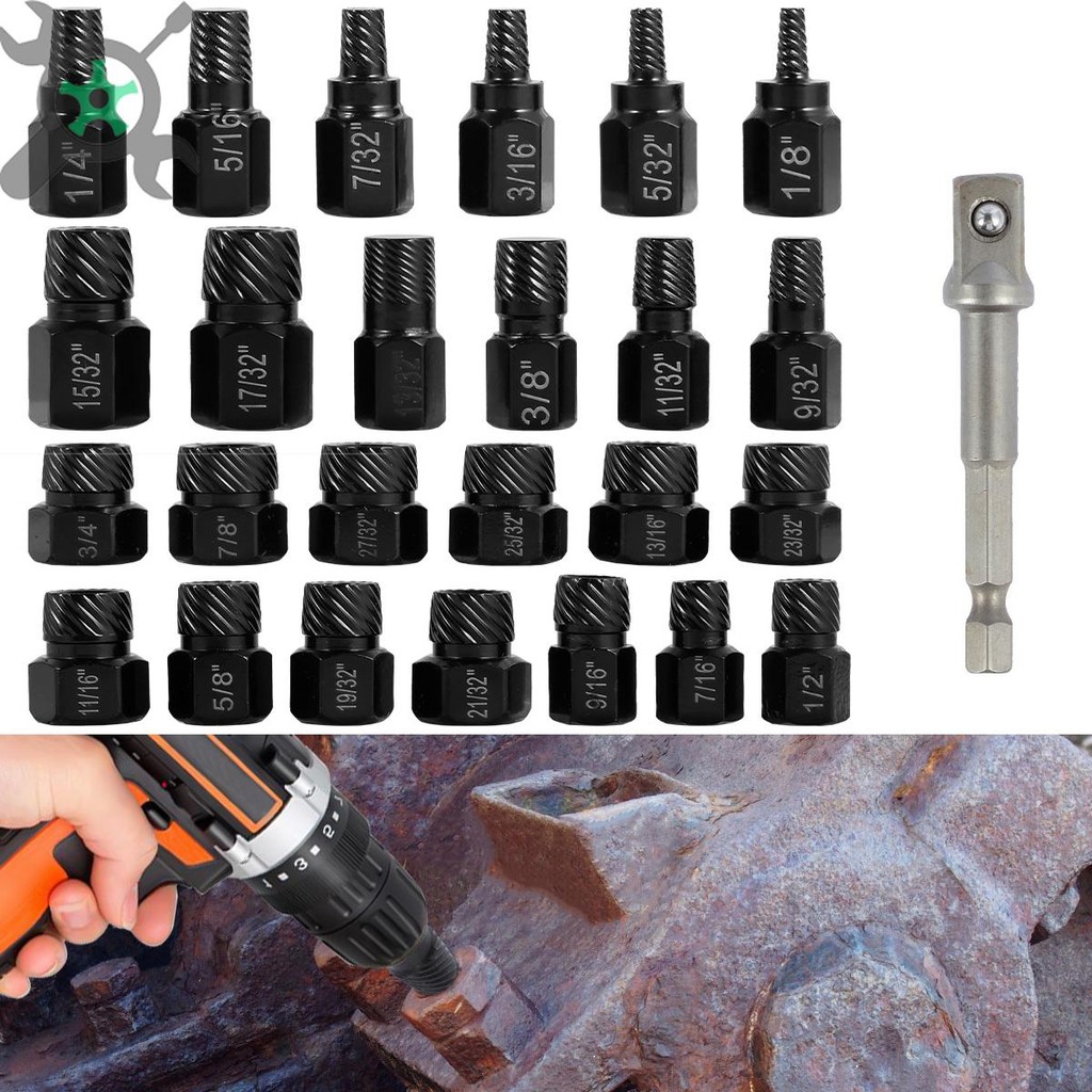 26 ชิ้น Bolt Nut Extractor ชุดเสียหาย Impact Bolt Nut Remover ...