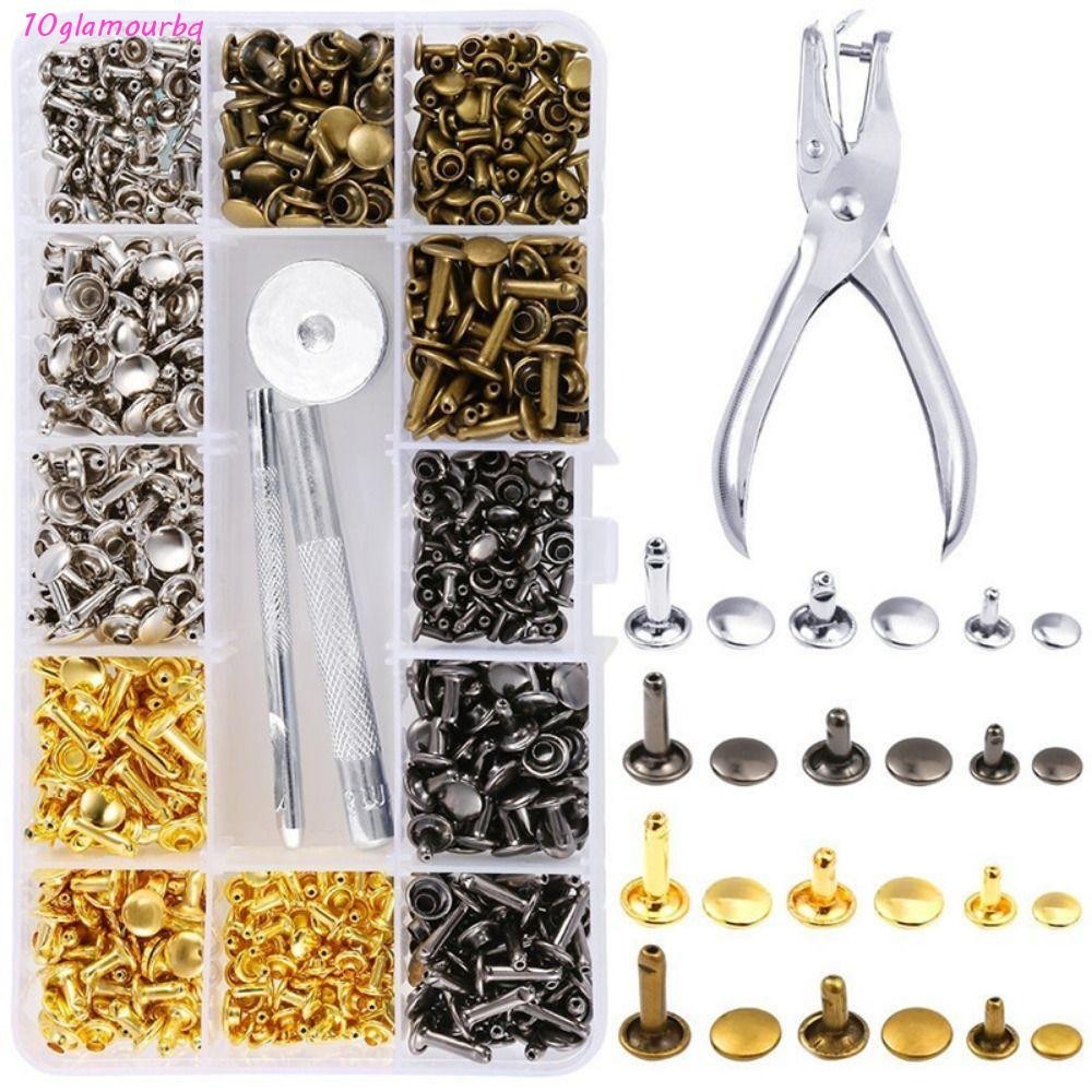 GLAMOURBQ Snap Fastener หนัง Rivets, โลหะ Studs Tubular Rivets รอบ ...