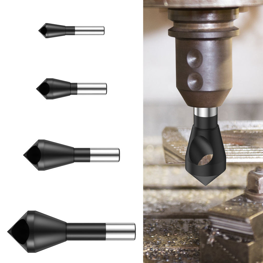 4 ชิ้น Countersink เจาะ Bits ความเร็วสูงเหล็ก Countersink Deburring ...