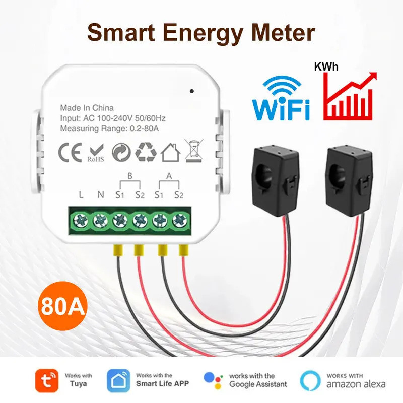 Tuya Smart Life WIFI Energy Meter 80A W/ Clamp Ct App KWh WIFI Energy Monitoring - View #7