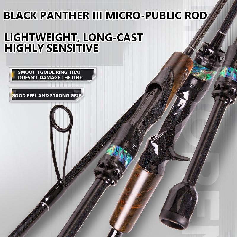 Mavllos Black Panther III Spinning Fishing Rod วัสดุคาร์บอนสำหรับล่อปลาหนัก 1-6 กรัม ใช้งานได้กับสายไม่เกิน 4 ปอนด์ มีให้เลือกด้านความยาวที่ 1.53 เมตร, 1.68 เมตร และ 1.80 เมตร