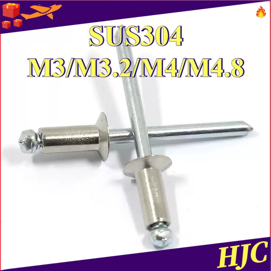 ตะปูยิง รีเวท ลูกยิงรีเวท หมุดย้ำ สแตนเลส 304 / Blind Rivet Stainless ...
