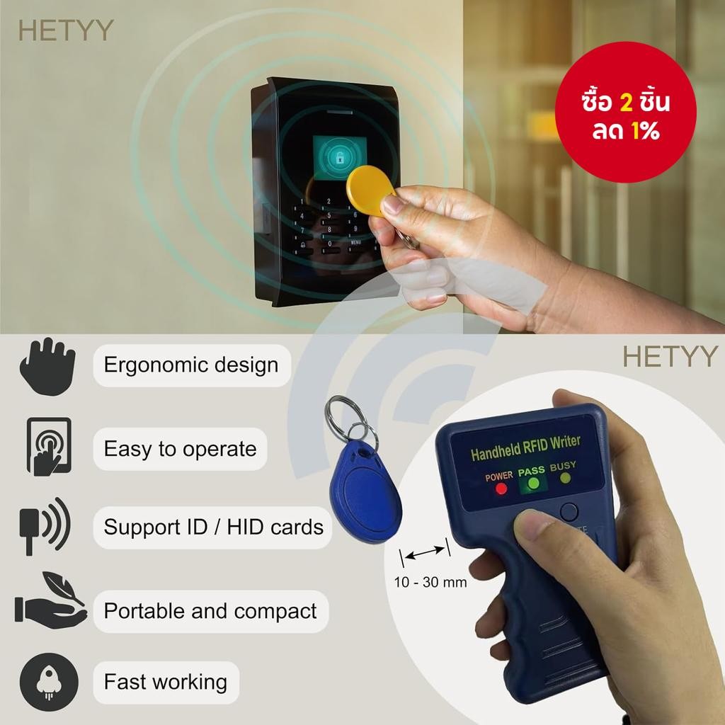 เครื่องเขียนบัตร RFID EM4100 5200 125KHz แบบพกพาใหม่ คุณสมบัติการคัดลอก ...
