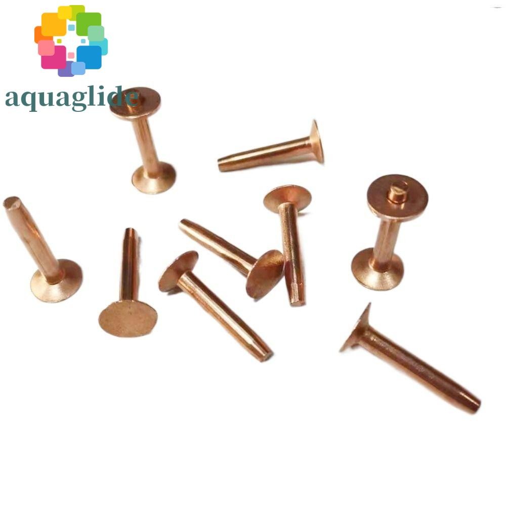 AQUAGLIDE 100 pcs ทองเหลือง Rivets, Burrs Studs ถาวร Tack หนัง Rivets ...