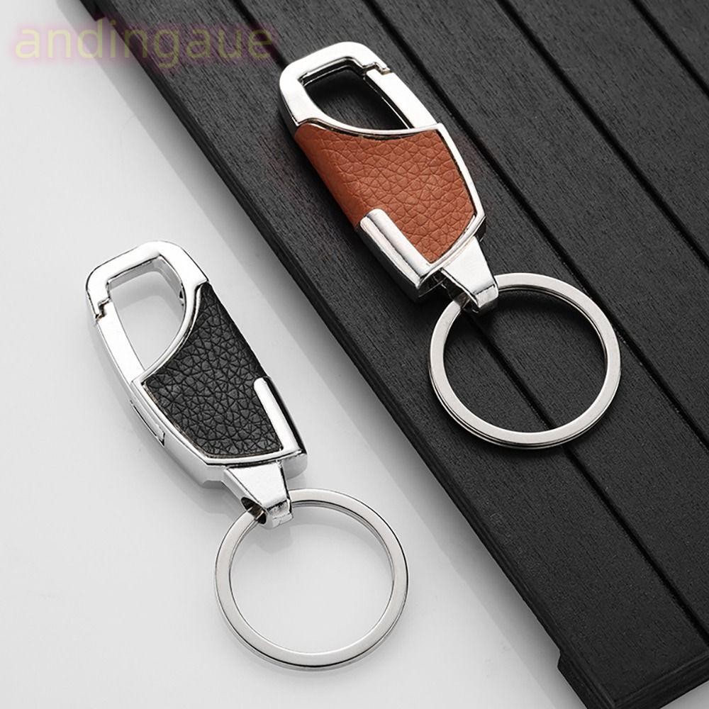 ANDIN 1 ชิ้นผู้ชายพวงกุญแจ, พวงกุญแจรถสีดํา Clasp หรูหราหนังพวงกุญแจ ...