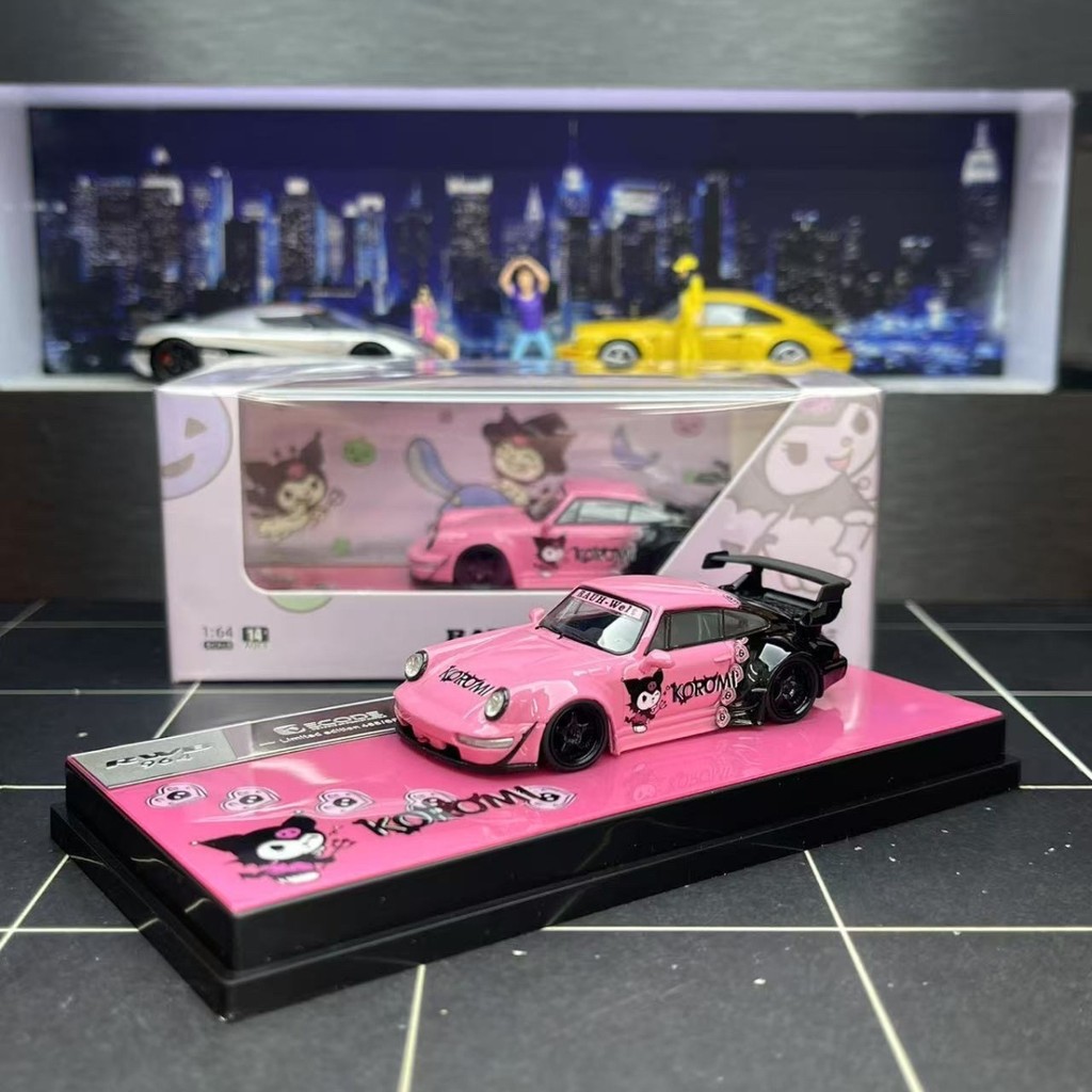 Modellino King Model 1/64 Porsche RWB964 Carrozzeria Larga, Ala Alta - Rosa